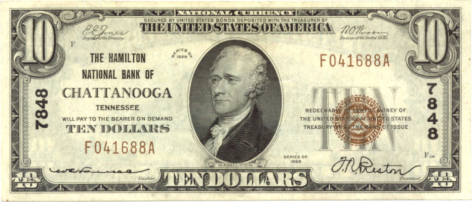 $10 Hamilton NB Chattanooga Ch7848 1929 T-1